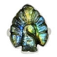 thumbnail image 1 of Peacock Carving - Labradorite - Madagascar 925 Silver Ring s.8.5 ALLR-12652, 1 of 1