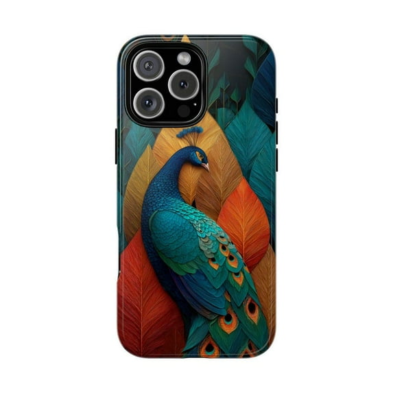Peacock Colorful Turquoise Feather Art Design Phone Case for iPhone 11 to 17 Pro Max