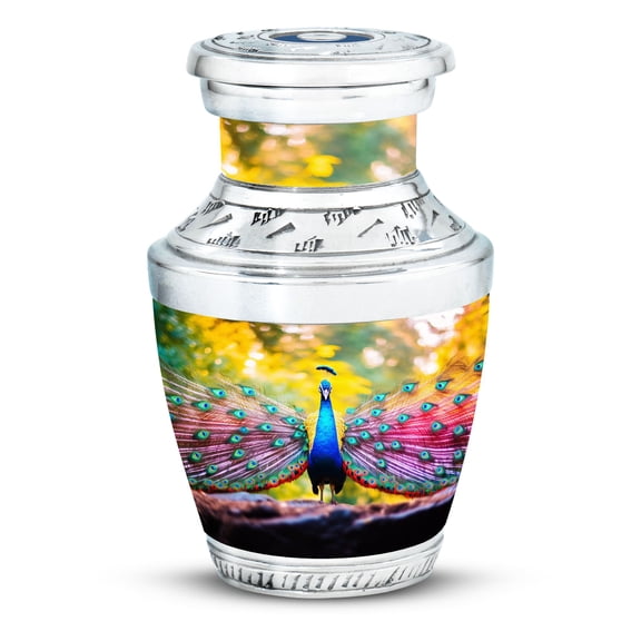 Peacock Companion Memorial Urn For Ashes Adult Male, Large Decorative Funeral Cremation Urns For Human Ashes, Burial Urns For Ashes Adult Female, Peacock Companion Urn 10 Inch