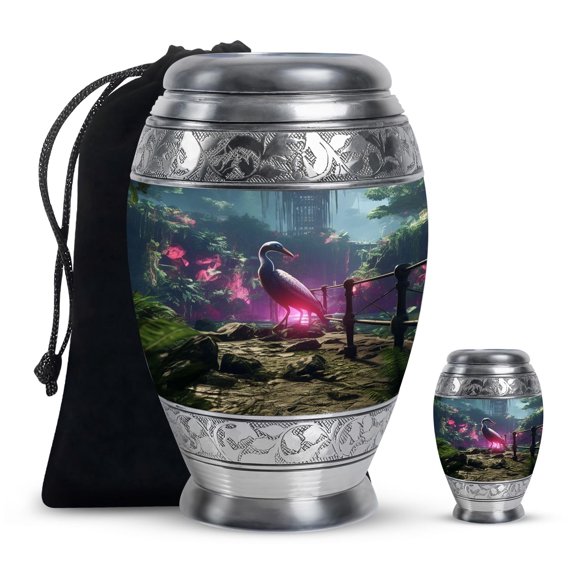 Peacock Cremation Urn for Boy & Girl, Small Urns for Ash Keepsake, Companion Urn for Ashes, Decorative Large Urns for Human Remain, Memorial Gifts for Baby, 10 & 3" Mini Multicolour