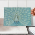thumbnail image 1 of Peacock Cutting Board, Peacock Pattern on the Wall Nature Colorful Ornate Art Print, Decorative Tempered Glass Cutting and Serving Board, Small Size, Yellow Pale Blue, by Ambesonne, 1 of 5
