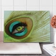thumbnail image 1 of Peacock Cutting Board, Woman Looking Through Peacock Feather Eye Creative Abstract Illustration, Decorative Tempered Glass Cutting and Serving Board, Large Size, Green Brown Turquoise, by Ambesonne, 1 of 1