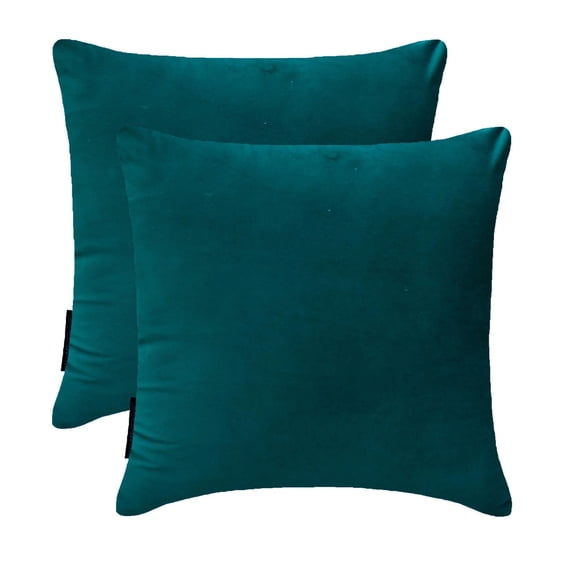 Peacock Decorative Throw Pillow Covers 18"x18" | Pack of 2 Modern Plain Velvet Cushion Cover | Solid Color Pillowcases for Couch, Sofa Bedroom & Living Room, Modern Home Décor - Peacock Velvet