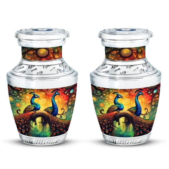 Peacock Due Face Off Memorial Urn For Ashes Adult Male, Large Decorative Cremation Urns For Human Ashes, Funeral Urns For Ashes Adult Female, Peacock Face Off Burial Urns 10 Inch