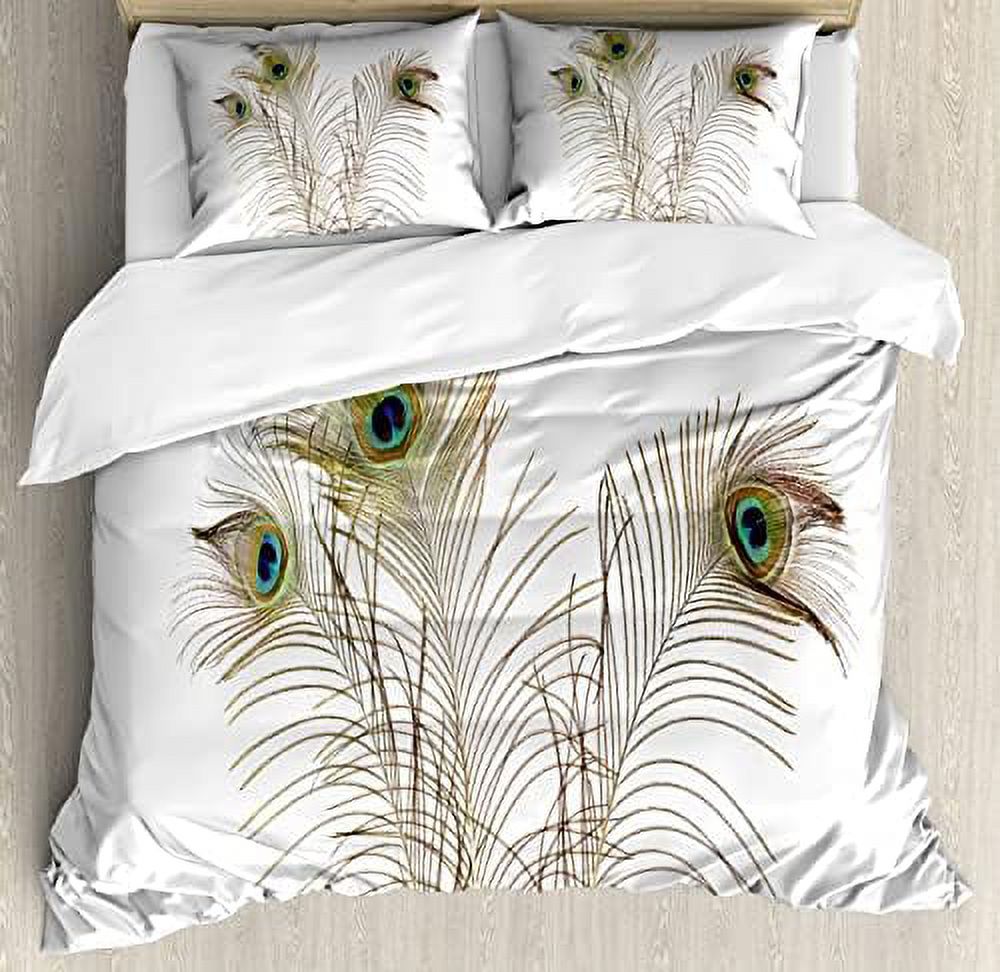 Peacock Duvet Cover Sets, Peacock Feathers Closeup Simple Picture