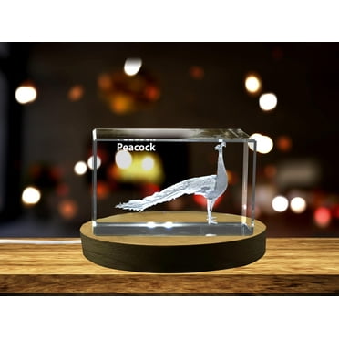 Peacock Elegance | 3D Engraved Crystal Keepsake