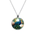 thumbnail image 1 of Peacock Elegant Glass Circular Pendant Necklace - Stunning Jewelry for Women, 1 of 5