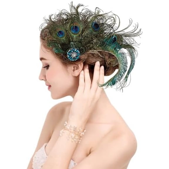 Peacock  Fascinator Hair Clip Headband 1920s Costume Flapper Headpiece (015d- )