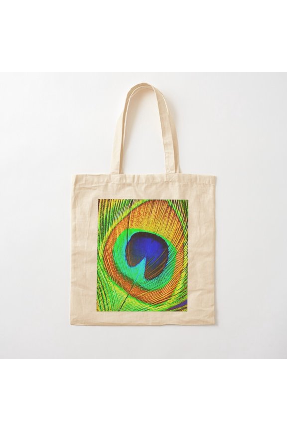 Peacock Feather Canvas Tote Bags, Reusable Shopping Bag