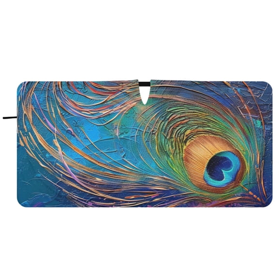 Peacock Feather Car Windshield Sun Shade Foldable Front Window Shades Cover Sun Visor Shield Block