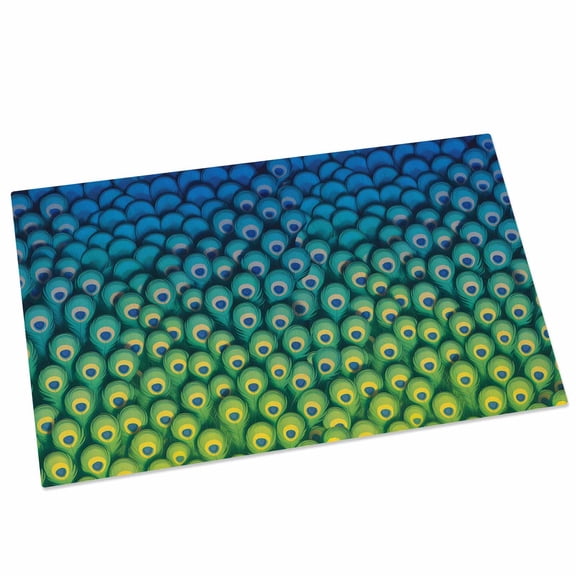 Peacock Feather Door Mat 16x24 Inch Retro Abstract Jade Green Blue Peacock Feather Entryway Rug with Non-Slip Rubber, Front Door Rug Indoor Floor Mats for Living Room Bathroom Bedroom Home Office
