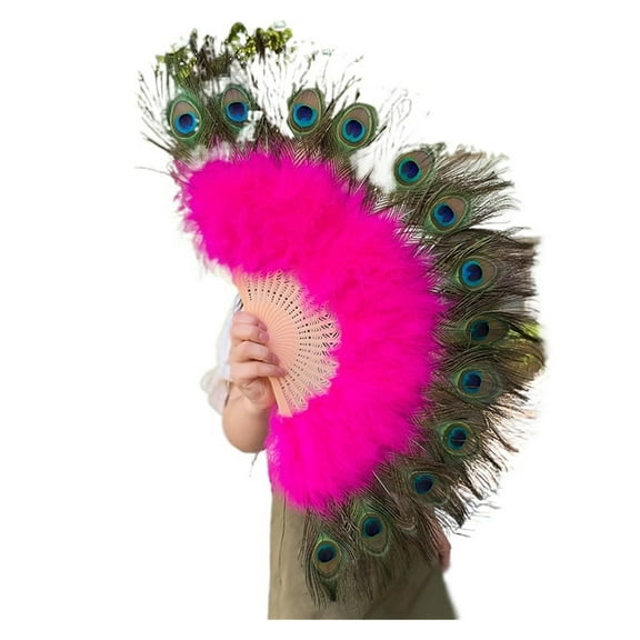 Peacock Feather Fan Performance Feather Folding Fan Gothic Dance Hand Fan Folding Feather Fans