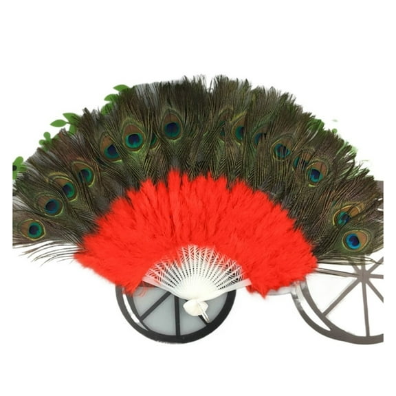 Peacock Feather Folding Fan Sweet Girl Performance Belly Dance Fan Craft Gift Wedding Peacock Hand Fan Party Decoration
