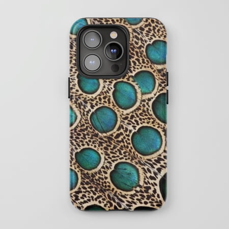 Peacock Feather For iPhone Phone Case Exotic Animal Print Teal Brown