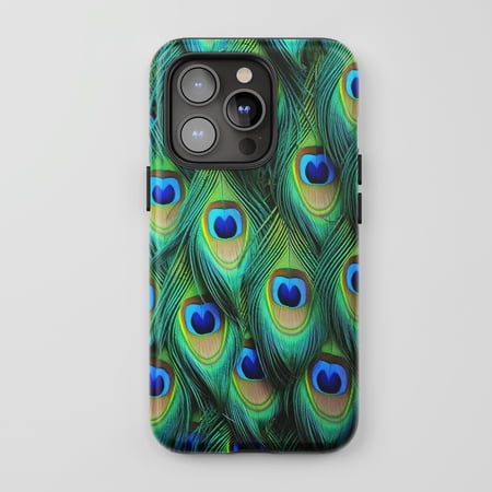 Peacock Feather For iPhone Protective Phone Case Vibrant Nature Print Green Blue Multi-color