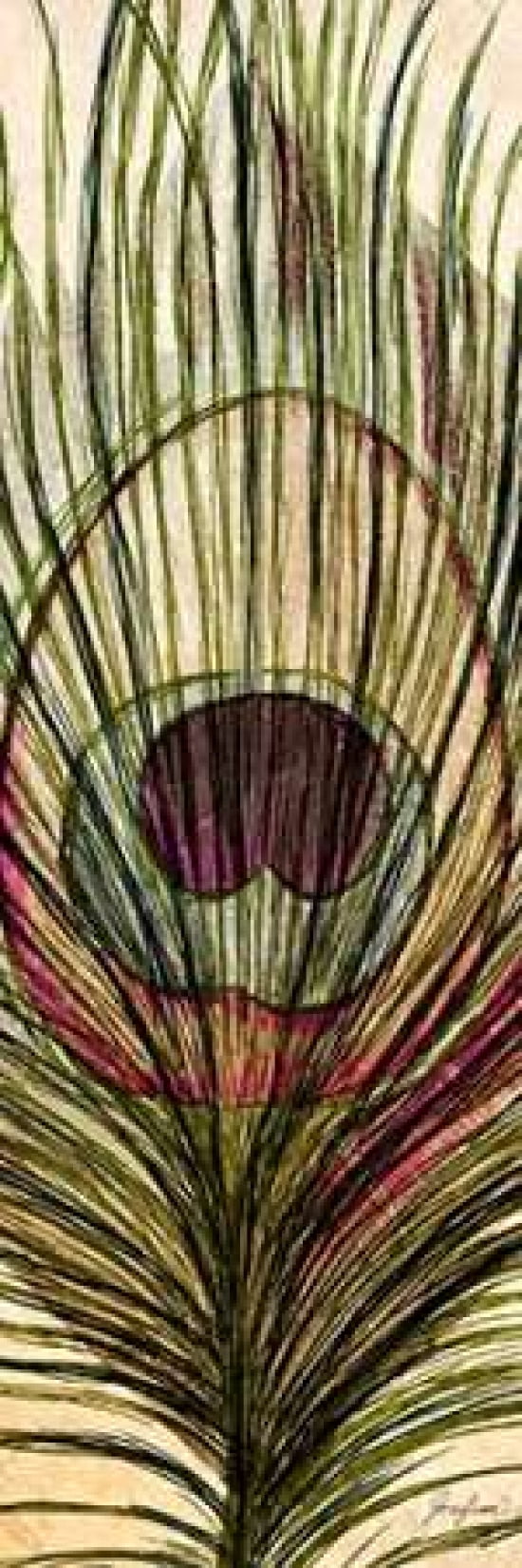 Peacock Feather I Canvas Art - Josefina (12 x 36)