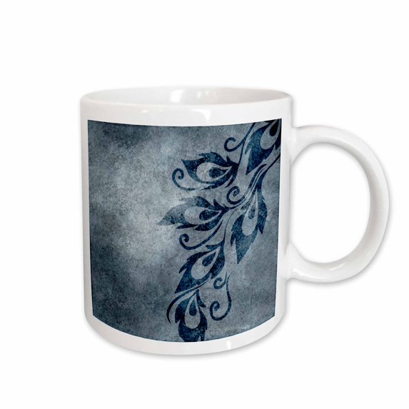 3drose, Peacock Feather in Grunge Style, 15oz Mug