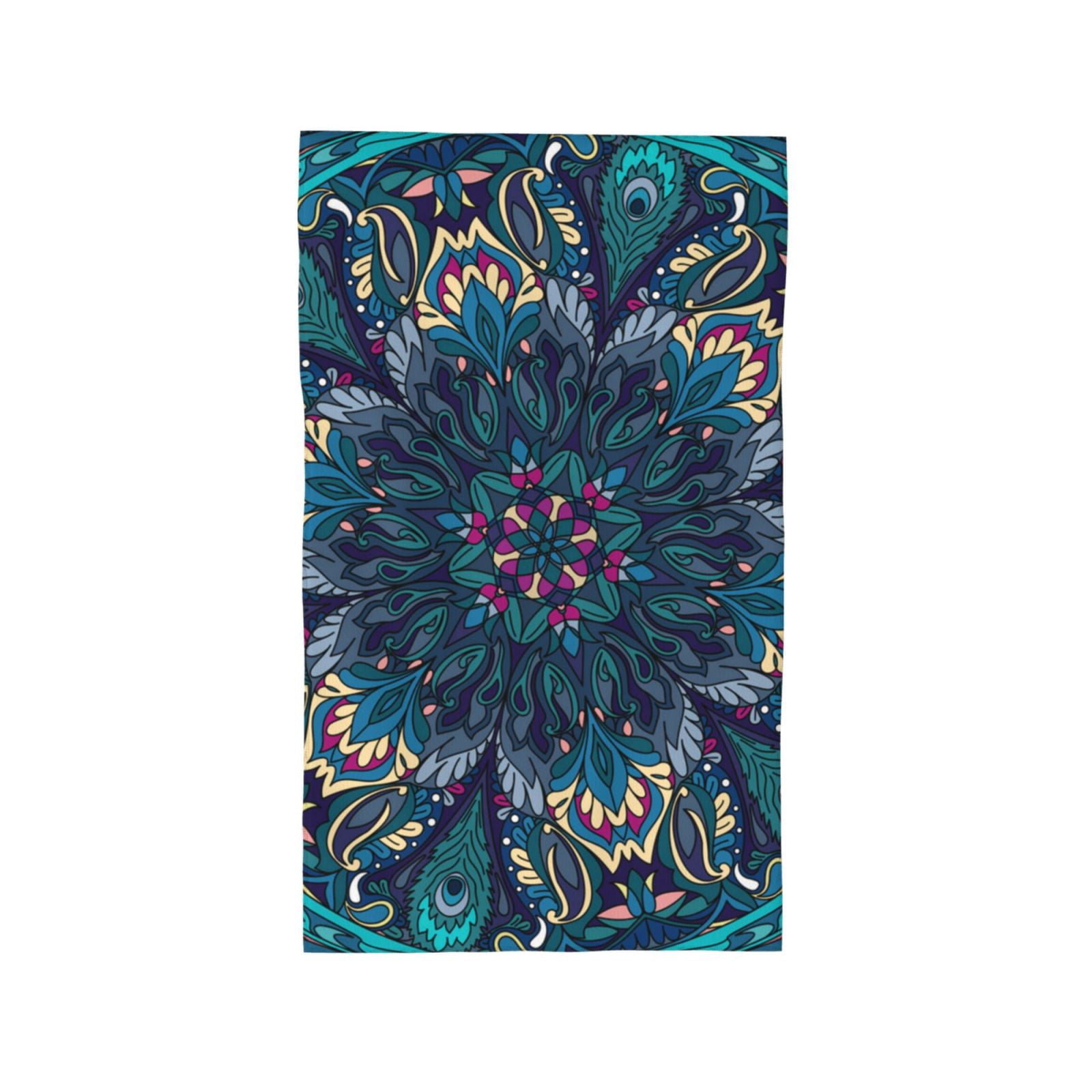 Peacock Feather Indian Tribal 27.5" x 16" Ultra Soft Hand Towel, Face Wash Cloth for Bathroom, Gym, Travel, Pool