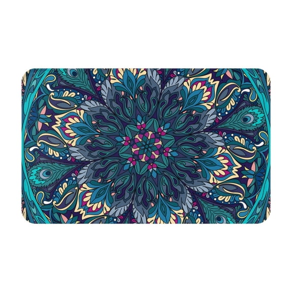 Peacock Feather Indian Tribal Front Door Mat Doormat Non Slip Bath Mats 20x31.5 Inch Bathroom Rug Entryway Carpet