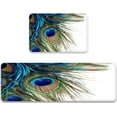 thumbnail image 1 of Peacock Feather Kitchen Rug Set of 2 Watercolor Colorful Peacock Feathers Eyes Oriental Comfort Standing Floor Mat Anti Fatigue Non Skid Washable Doormat Bathroom Runner Rugs Bedroom Area Carpet, 1 of 3