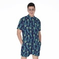 thumbnail image 1 of Peacock Feather Pattern Short Sleeve Men'S Rompers, Peacock Casual Summer Jumpsuits Outfit, 1 of 4