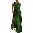 thumbnail image 1 of Peacock Feather Plummage Long Dress Casual dresses Wom's dress Dress, 1 of 7