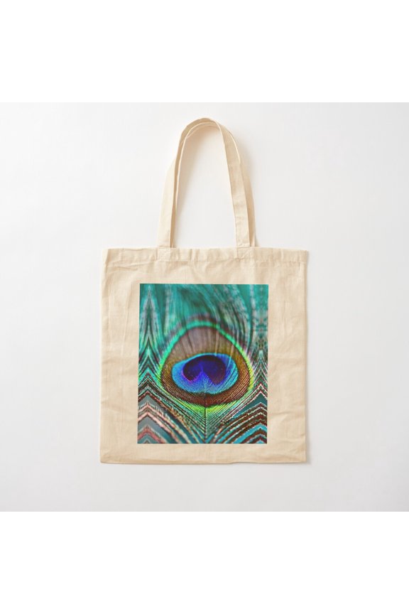 Peacock Feather Style 003 Canvas Tote Bags, Reusable Shopping Bag