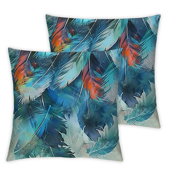 Peacock Feather Throws Pillows Covers for Couch, Abstract Peacock Feathers Blue Decorative Pillow Cases for Men Women, Comfortable Pillow Cushion Cover Pack of " for Home Sofa Bed