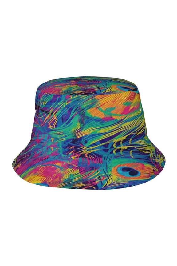 Peacock Feather Vibrant Colorful Fisherman's Hat Lightweight and Breathable Sun Hat Suitable for Both Men and Women
