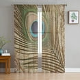 thumbnail image 1 of Peacock Feather White Print Sheer Window Panel Curtains Room for Living Room Bedroom Kitchen Room Chiffon Tulle Curtains, 1 of 5