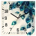 thumbnail image 1 of Peacock Feather Wooden Wall Clock Silent Non Ticking, Teal Ethnic Rustic Farmhouse Elegant Square Wall Clocks Battery Operated, Decor Clock for Home Office, Living Room, Kitchen, 12 Inch, 1 of 9