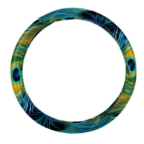 Peacock Feathers 14.5 Inch Printing PVC Leather Auto Accessories Car Wheel Cover Steering Wheel Covers