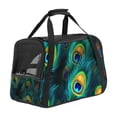thumbnail image 1 of Peacock Feathers 17x10x11.8 in Pet Carrier Bag - Fabric 900D Oxford Cloth - Sherpa Base - Nylon Webbing - Comfy & Durable Pet Travel Bag for Small Dogs - 200 Characters., 1 of 7