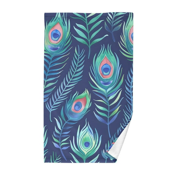 Peacock Feathers Artistic Cotton Face Towel Soft Hand Towel Absorbent Bathroom Towel for Kitchen Hotel