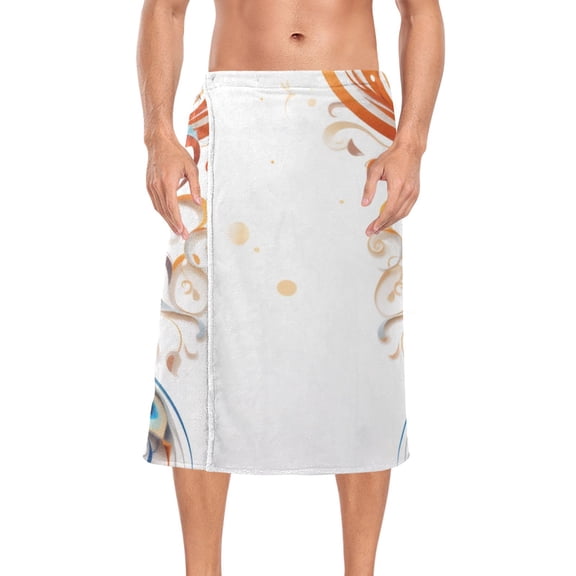 Peacock Feathers Bath Towel Wrap for Man Adjustable Shower Wrap Button Closure Body Towel for Sauna Gym