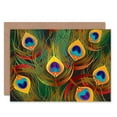 thumbnail image 1 of Peacock Feathers Bright Pattern Greetings Card Plus Envelope Blank inside, 1 of 3