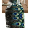 thumbnail image 1 of Peacock Feathers Burlap Cotton Table Runner 13x120 Inches Long, Beautiful Elegant Texture Watercolors Farmhouse Table Runners, Outdoor Dining Tablecloths Decor for Baby Shower/Party/Wedding, 1 of 6
