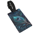thumbnail image 1 of Peacock Feathers Cool Peafowl Luggage Tags Suitcases ID Baggage Identifier Card Name Tag for Travel Backpacks Gym Bags, 1 of 6