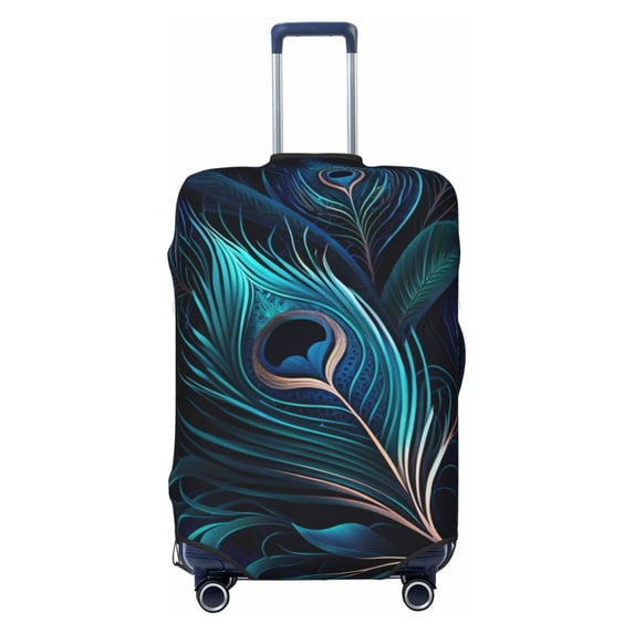 Peacock Feathers Cool Peafowl Travel Luggage Cover Suitcase Protector Anti-Scratch Fit 22-24 Inch