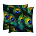 thumbnail image 1 of Peacock Feathers Decorative Pillows Covers with Unique Patterns for Bed, Home Decor - Set of 2 Pillow Inserts - Available in 16x16, 18x18, 20x20 Inches for Various Occasions, 1 of 6