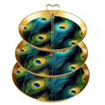 thumbnail image 1 of Peacock Feathers Elegant Plastic Discs Jewelry Display Stand with Iron Pillars | 32cm Height | 21cm/24cm/27cm Plates, 1 of 6