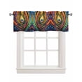 thumbnail image 1 of Peacock Feathers Eye Kitchen Valances for Windows Farmhouse Linen Window Valance Curtain for Living Room Window Treatment Abstract Colorful Oil Painting Valance Rod Pocket Topper Drape, 60 x 18 Inch, 1 of 6
