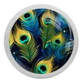 thumbnail image 1 of Peacock Feathers Fluorescent Drawer Pulls with Screws - Round 4-Pack, Glow-in-the-Dark Knobs for Cabinets, Wardrobes, and Dressers - Dresser and Kitchen Hardware, 1 of 6