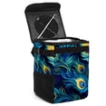 thumbnail image 1 of Peacock Feathers Foldable Car Trash Can with Lid, Leak-proof Hanging Storage Bag - Trash Can for Car, Car Garbage Can, 1 of 6
