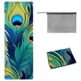 thumbnail image 1 of Peacock Feathers Gym Towels with Storage Bag, 72.8"x26.8" - Suitable for Yoga, Pilates, Fitness, etc. - Hot Yoga Towel and Yoga Mat Towel Included, 1 of 6
