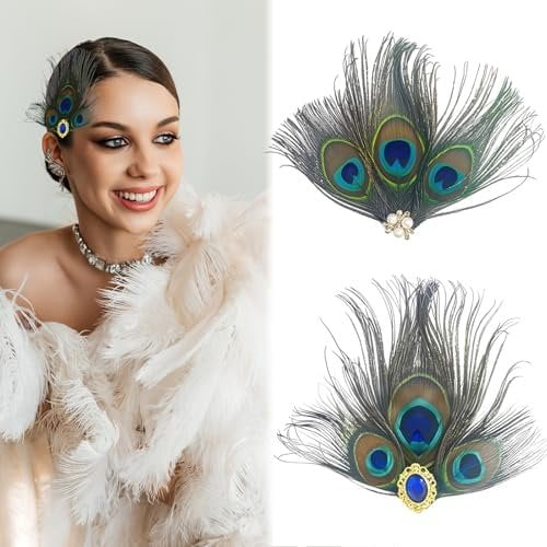 Peacock Feathers Hair Clip Rhinestone Green Big Eyes Peacock Feathers Hair Clip Party Wedding Party Holiday Costume Decoration