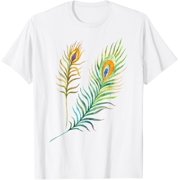 Peacock Feathers Indian Peafowl Bird Lover Watercolor Funny T-Shirt men and women can wear, black, white, gifts