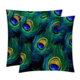 thumbnail image 1 of Peacock Feathers Inserts Set of 2 - 16x16, 18x18, 20x20 Inches - Unique Patterns for Pillows Covers, Bed Pillow, Throw Pillows - Great for All Occasions, 1 of 6