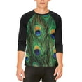 thumbnail image 1 of Peacock Feathers Mens Raglan T Shirt, 1 of 2