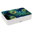 thumbnail image 1 of Peacock Feathers Portable PU Leather Jewelry Organizer Box with Removable Compartment, 1 of 6